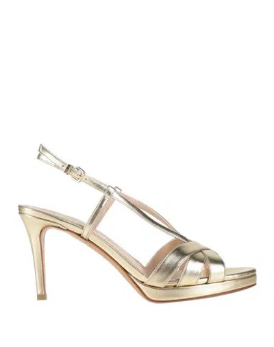 Albano Woman Sandals Platinum Size 9 Textile Fibers In Gold