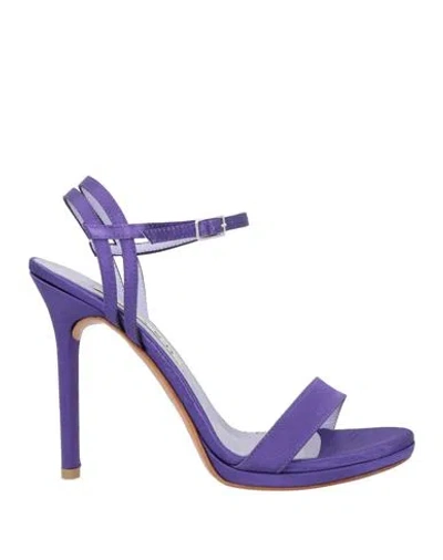 Albano Woman Sandals Purple Size 11 Textile Fibers