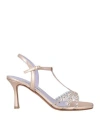 Albano Woman Sandals Rose Gold Size 10 Leather, Pvc - Polyvinyl Chloride