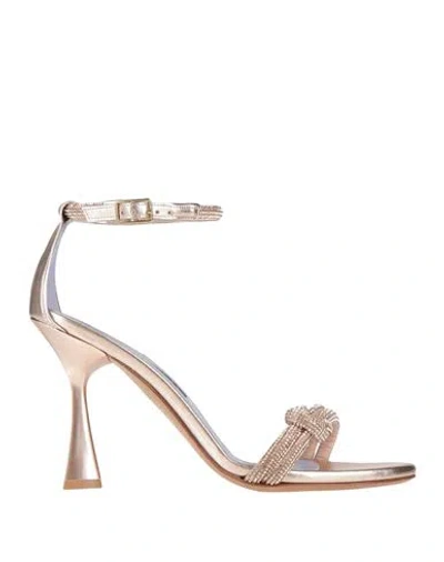 Albano Woman Sandals Rose Gold Size 8 Textile Fibers