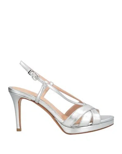 Albano Woman Sandals Silver Size 10 Textile Fibers