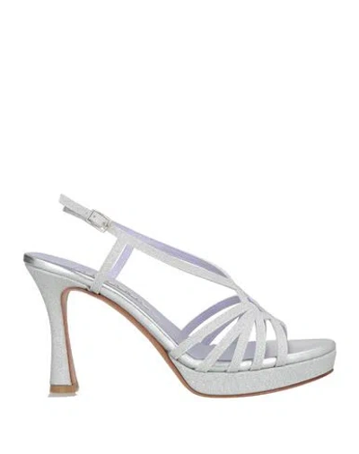 Albano Woman Sandals Silver Size 5 Textile Fibers