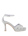 Albano Woman Sandals Silver Size 6 Textile Fibers