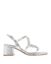 Albano Woman Sandals Silver Size 11 Textile Fibers, Pvc - Polyvinyl Chloride