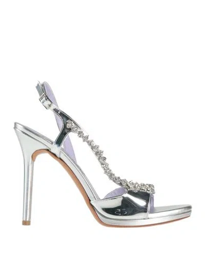 Albano Woman Sandals Silver Size 7 Textile Fibers