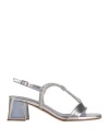Albano Woman Sandals Silver Size 7 Textile Fibers