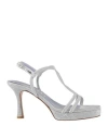 Albano Woman Sandals Silver Size 8 Textile Fibers In Silver
