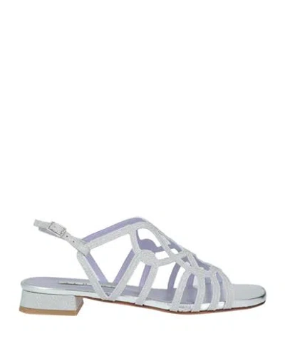 Albano Woman Sandals Silver Size 8 Textile Fibers