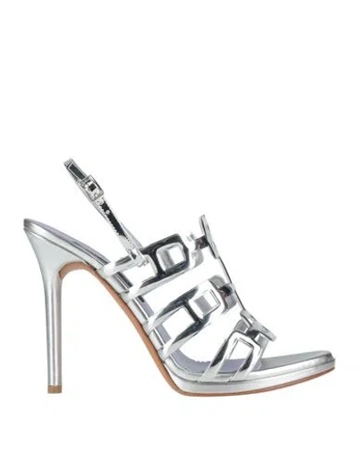 Albano Woman Sandals Silver Size 8 Textile Fibers