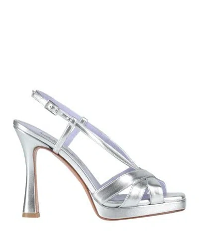 Albano Woman Sandals Silver Size 8 Textile Fibers