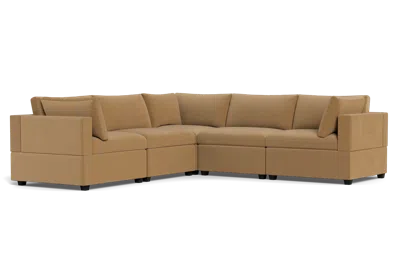 Albany Park Kova Box Cushion Corner Sectional In Brown