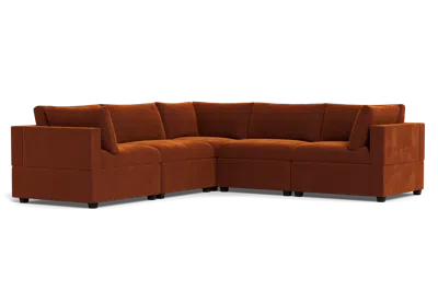 Albany Park Kova Box Cushion Corner Sectional In Brown