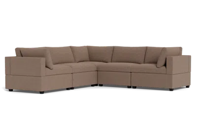 Albany Park Kova Box Cushion Corner Sectional In Brown
