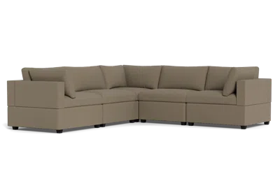 Albany Park Kova Box Cushion Corner Sectional In Brown