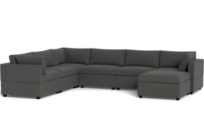 Albany Park Kova Box Cushion Grand Corner + Ottoman In Gray