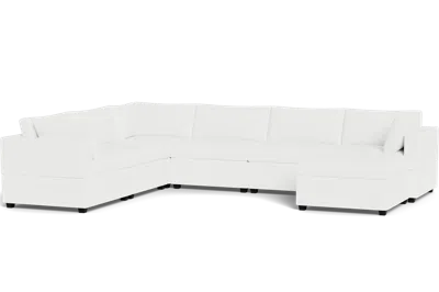 Albany Park Kova Box Cushion Grand Corner + Ottoman In White