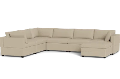 Albany Park Kova Box Cushion Grand Corner + Ottoman In Neutral