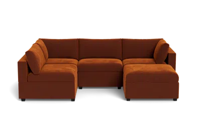 Albany Park Kova Box Cushion L-shape + Ottoman In Orange