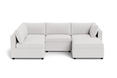 Albany Park Kova Box Cushion L-shape + Ottoman In White