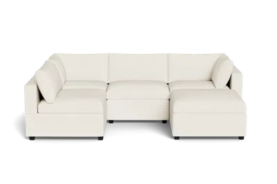 Albany Park Kova Box Cushion L-shape + Ottoman In White