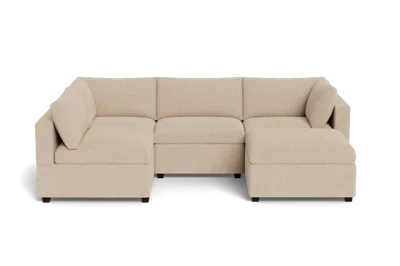 Albany Park Kova Box Cushion L-shape + Ottoman In Neutral