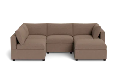 Albany Park Kova Box Cushion L-shape + Ottoman In Brown