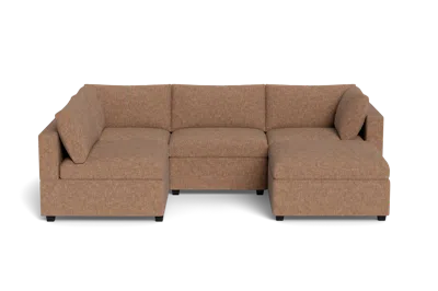 Albany Park Kova Box Cushion L-shape + Ottoman In Brown