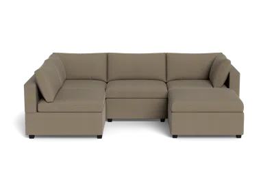 Albany Park Kova Box Cushion L-shape + Ottoman In Gray