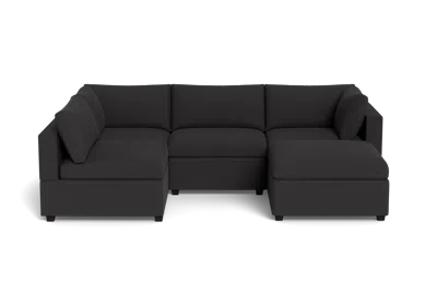 Albany Park Kova Box Cushion L-shape + Ottoman In Black