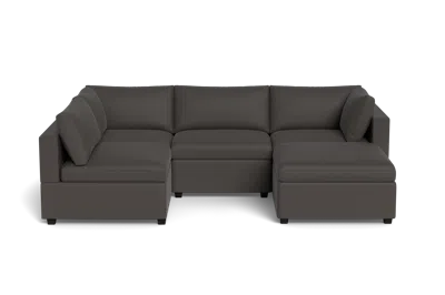 Albany Park Kova Box Cushion L-shape + Ottoman In Gray