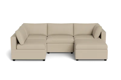 Albany Park Kova Box Cushion L-shape + Ottoman In Neutral