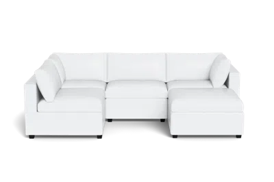 Albany Park Kova Box Cushion L-shape + Ottoman In White