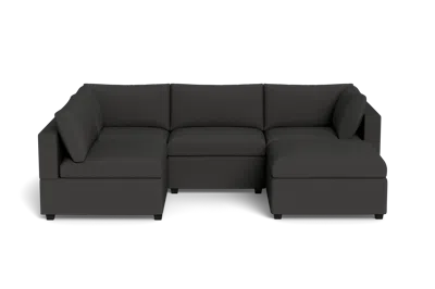 Albany Park Kova Box Cushion L-shape + Ottoman In Black