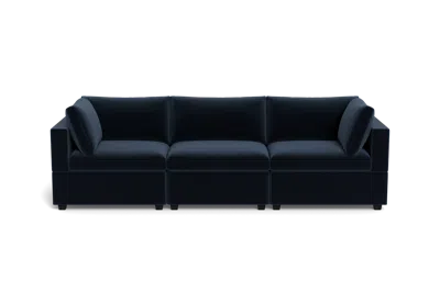 Albany Park Kova Box Cushion Sofa 122" In Blue