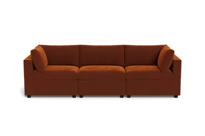 Albany Park Kova Box Cushion Sofa 122" In Brown