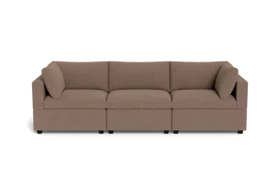 Albany Park Kova Box Cushion Sofa 122" In Brown