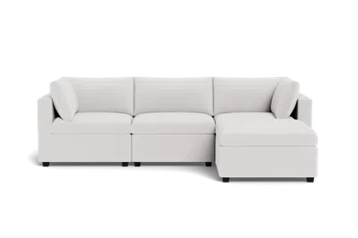 Albany Park Kova Box Cushion Sofa 122" + Ottoman In White