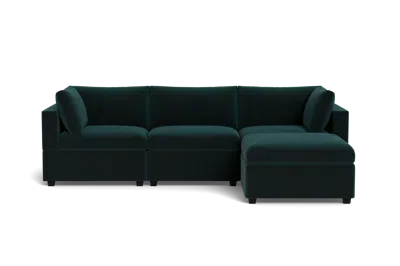 Albany Park Kova Box Cushion Sofa 122" + Ottoman In Green