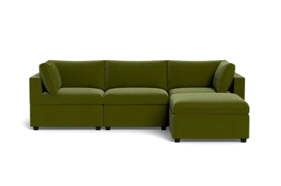 Albany Park Kova Box Cushion Sofa 122" + Ottoman In Green