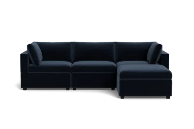 Albany Park Kova Box Cushion Sofa 122" + Ottoman In Blue