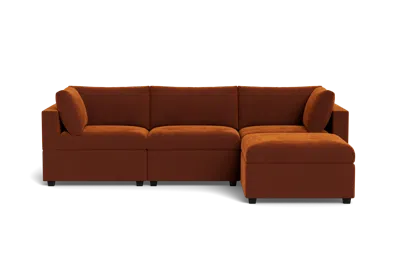 Albany Park Kova Box Cushion Sofa 122" + Ottoman In Orange
