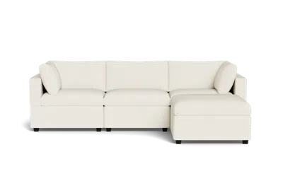 Albany Park Kova Box Cushion Sofa 122" + Ottoman In White