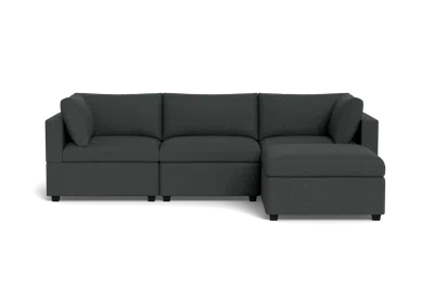 Albany Park Kova Box Cushion Sofa 122" + Ottoman In Gray