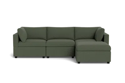 Albany Park Kova Box Cushion Sofa 122" + Ottoman In Green