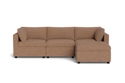 Albany Park Kova Box Cushion Sofa 122" + Ottoman In Brown