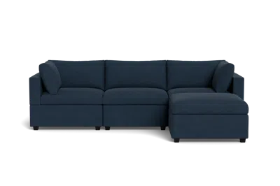 Albany Park Kova Box Cushion Sofa 122" + Ottoman In Blue