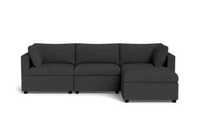 Albany Park Kova Box Cushion Sofa 122" + Ottoman In Black