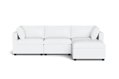 Albany Park Kova Box Cushion Sofa 122" + Ottoman In White