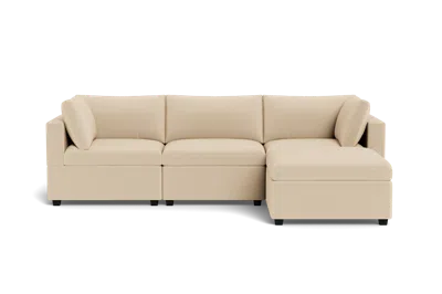 Albany Park Kova Box Cushion Sofa 122" + Ottoman In White