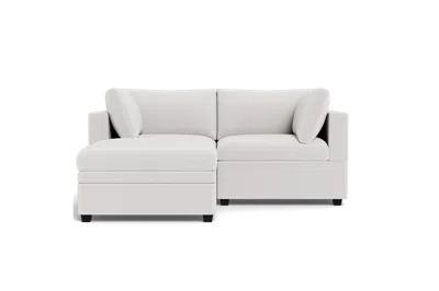 Albany Park Kova Box Cushion Sofa 86" + Ottoman In White